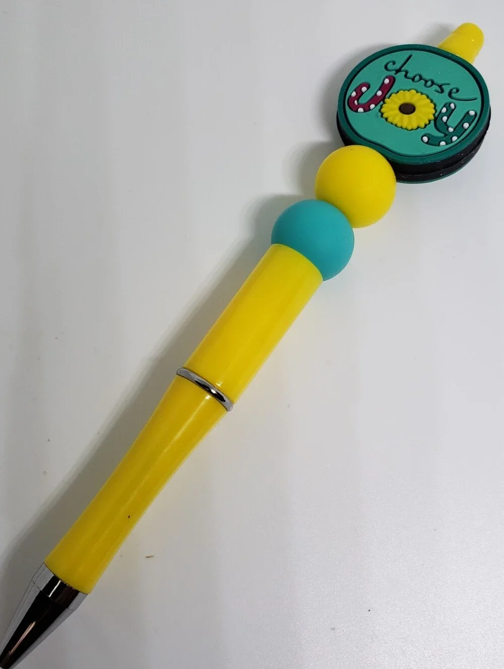 Handmade Choose Joy Silicone Focal Beaded Pen